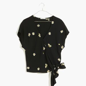 Madewell Sash Tie Wrap Top Floral Lazy Daisies